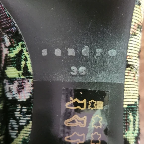 Sandro Paris Floral Tapestry Jaquard "Elise" Low Block Heel Round Toe Pumps - Picture 8 of 10